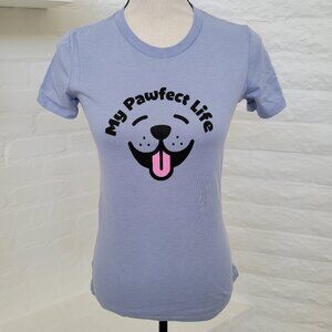 Bella Canvas T-Shirt Blue Tee 'My Pawfect Life' Women Top Dog Puppy Face Tongue